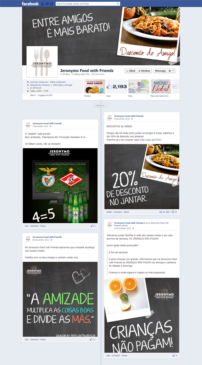 Jeronymo Food with Friends | Gestão Redes Sociais