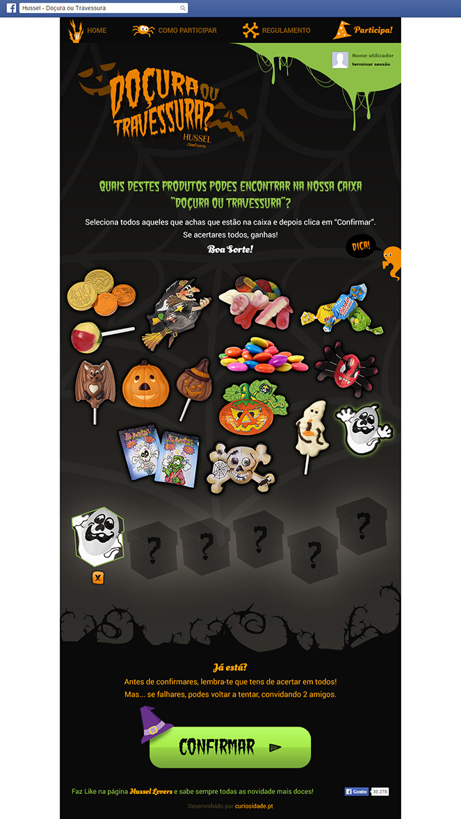 Aplicação de Facebook "Doçura ou Travessura"