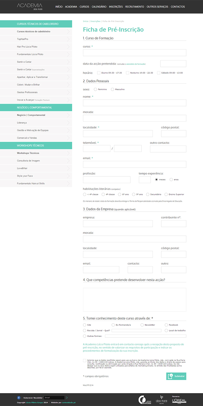 Website Lúcia Piloto Academia