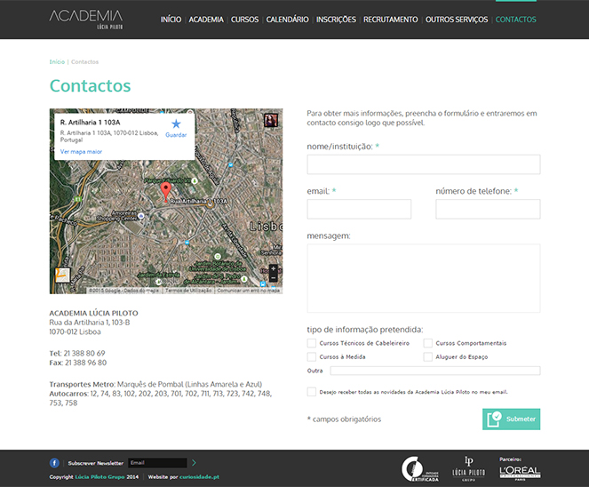 Website Lúcia Piloto Academia